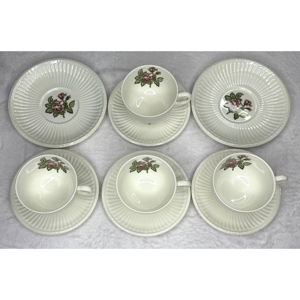 Wedgewood Moss Rose Edme Cups Saucers Plates 10 Pc Lot 432 England VGC